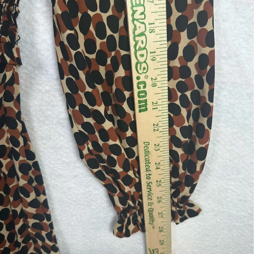 Kate Spade Dotty Spin Leopard Dress J219 Womens Medium Smocked Waist Fit‎ Flare